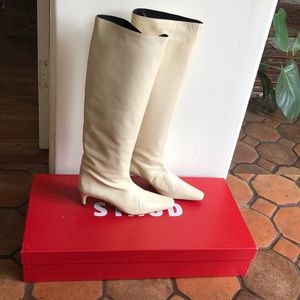 BRAND NEW STAUD Wally Boot in Cream Leather